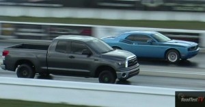 Supercharged Challenger Blue vs Toyota Tundra TRD Supercharged